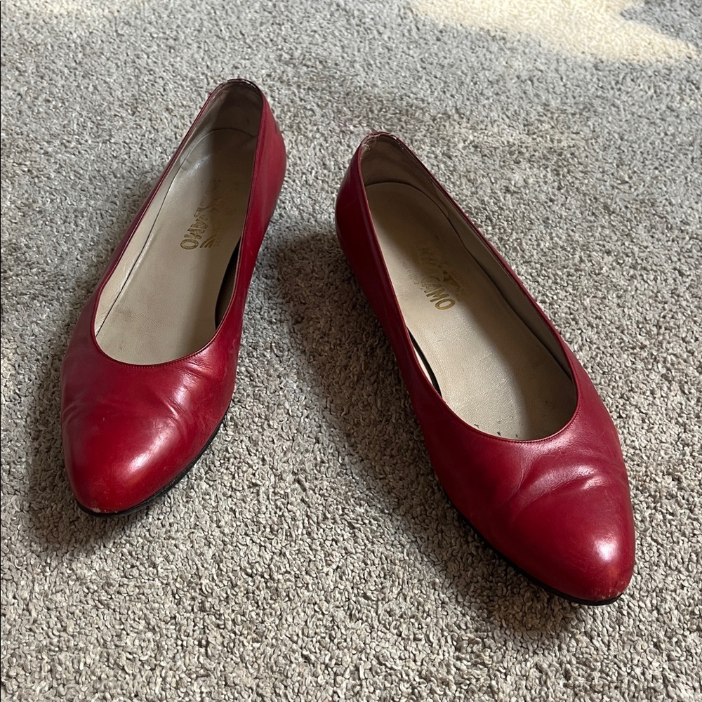 Red Ferragamo Flats sz10B